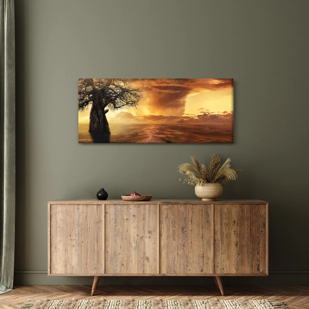 Tablou cu norii portocalii (120x50 cm)