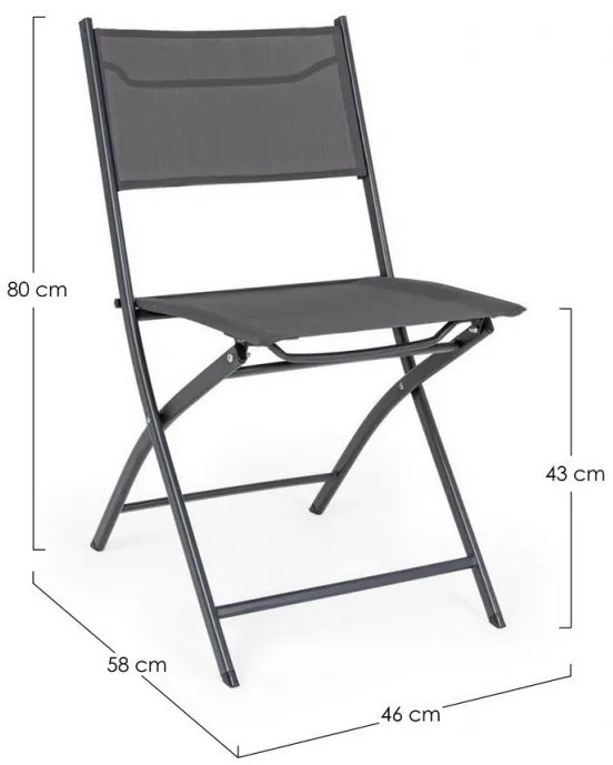 Scaun pliabil pentru gradina gri carbune din metal si textilena, Martinez Bizzotto
