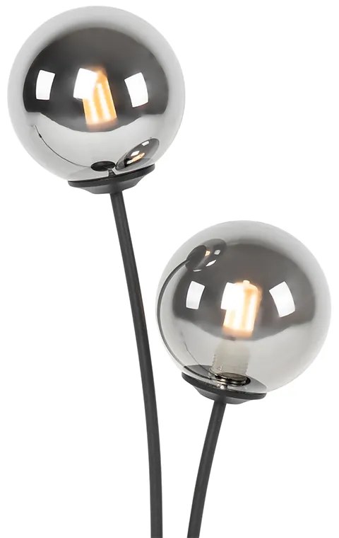 Lampa de masă modernă neagră cu 2 lumini cu sticlă fumurie - Atena