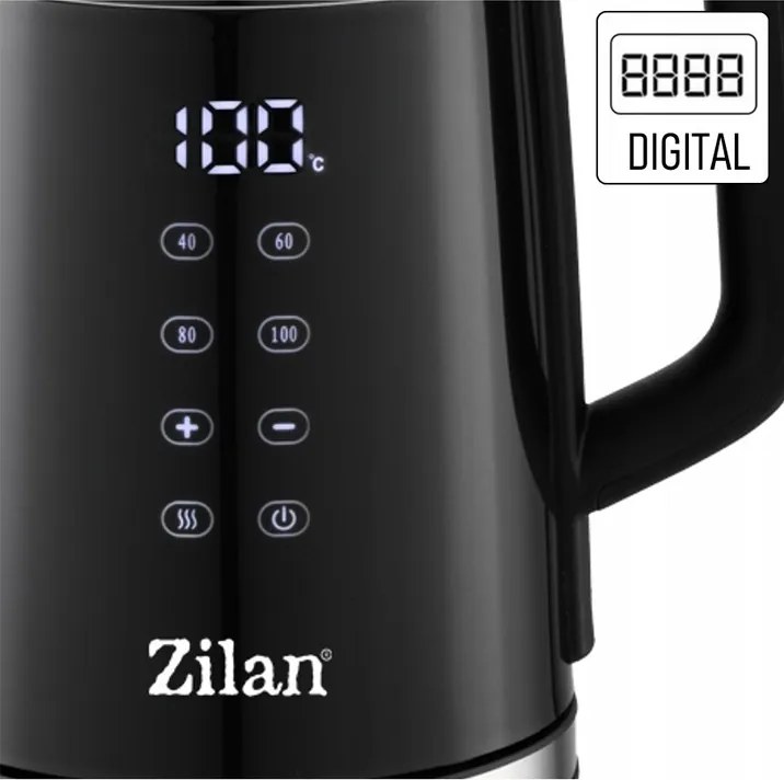 Fierbator electric Zilan ZLN7859 Negru, ecran digital, putere 2200W, panou de comanda tactil