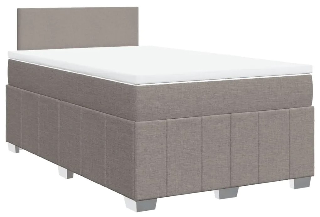 3287032 vidaXL Pat box spring cu saltea, gri taupe, 120x200 cm, textil