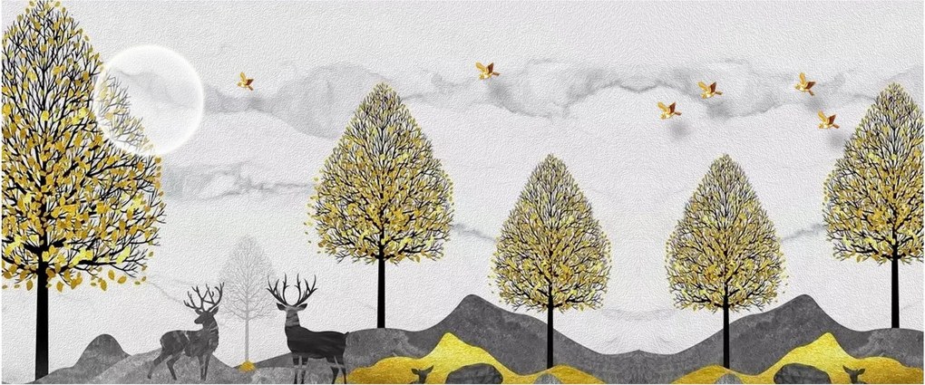 Tablou cu cerbi pictați (120x50 cm)