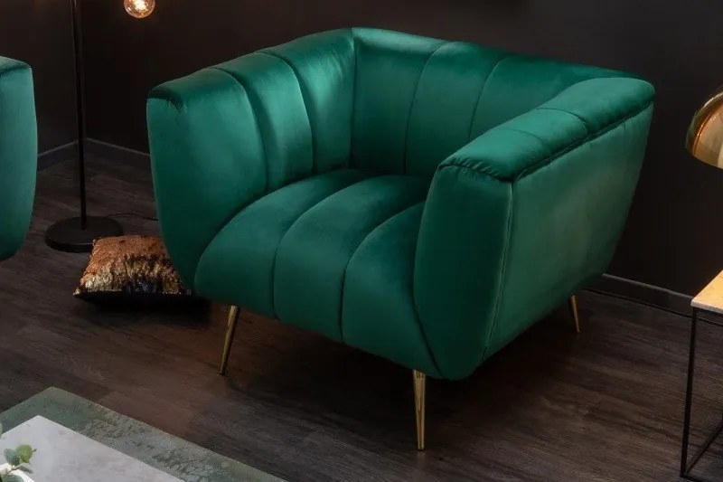 Fotoliu design elegant Noblesse, verde smarald