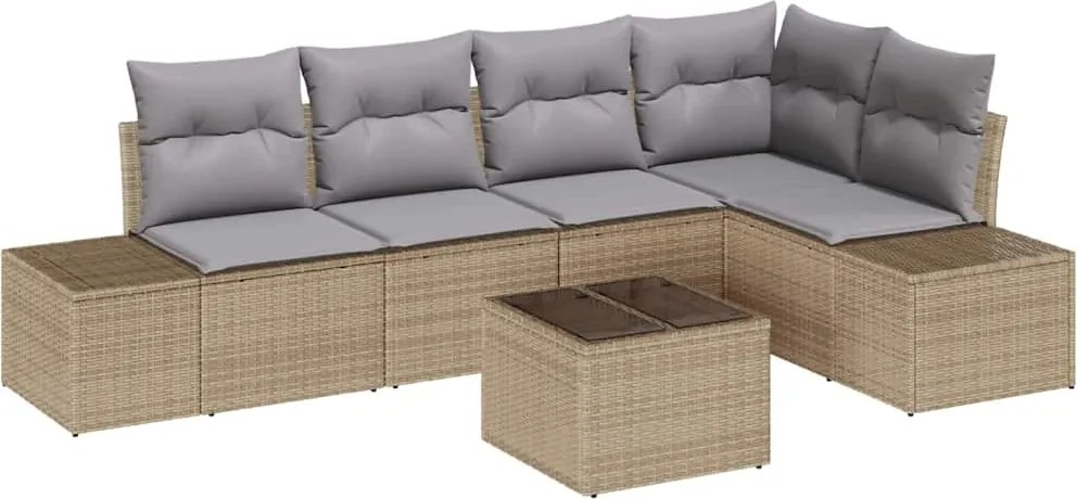 vidaXL Set de canapele pentru grădină 6 pcs Bej poliratan
