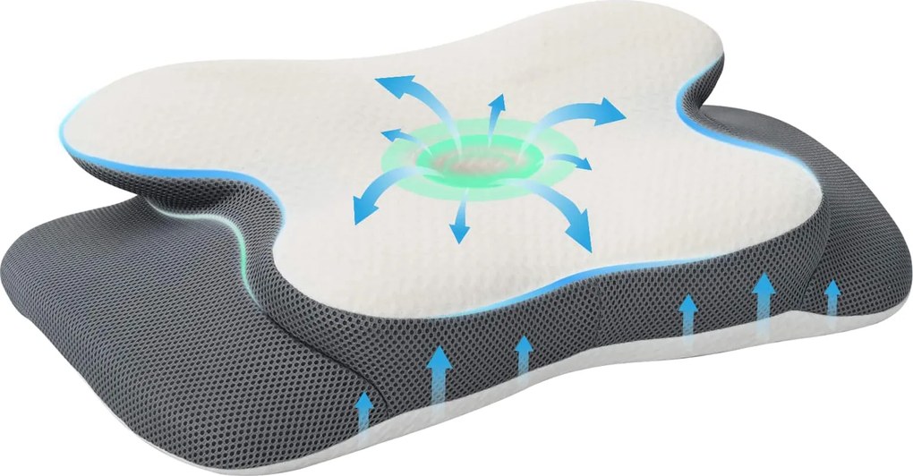 vidaXL Perna pentru gât Alb 58 x 37,5 x 12 cm Spumă cu Memorie