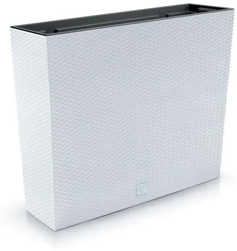 Jardiniera decorativa, imitatie ratan, alb, 58x18x49.8 cm, Rato Case