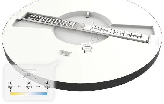 Plafonieră LED EVORA, 18 W, 230 V, temperatură de culoare 3000/4000/6000 K (reglabilă), diametru 22,5 cm, negru