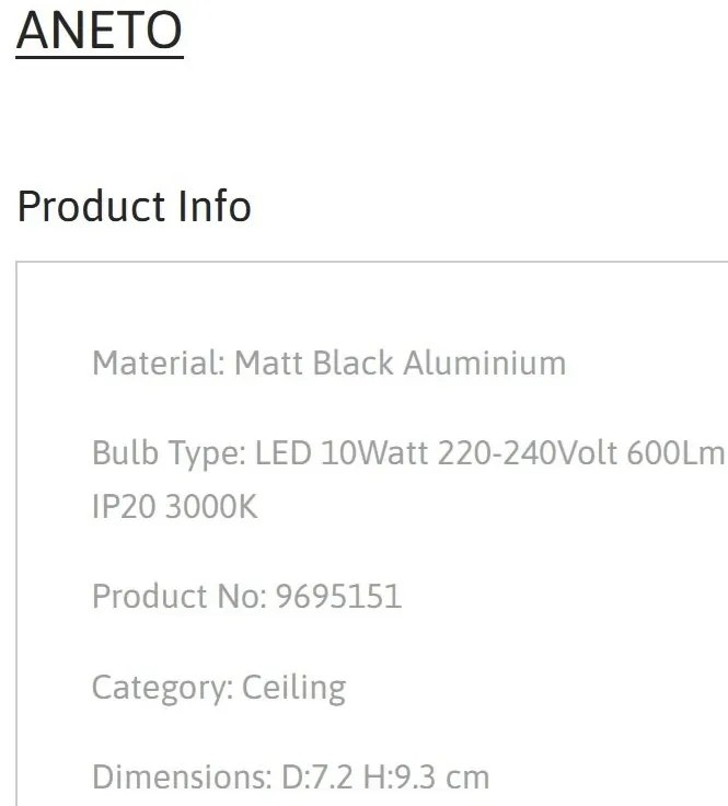Spot LED aplicat diametru 7,2cm ANETO negru, NVL-9695151