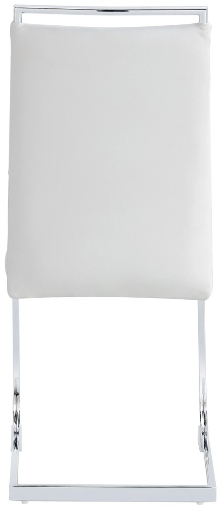 Set de 2 scaune moderne pentru sala de mese, cu spătar înalt, din PU și material textil, pentru bucătărie și birou, Alb