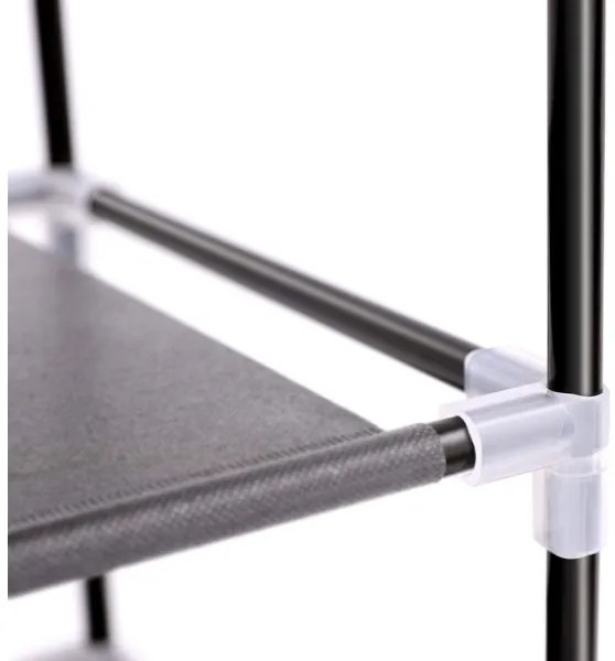 Dulap textil de depozitare MATIS, 88 x 160 cm, cu rafturi, negru