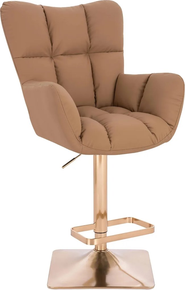 HR650KW Scaun Caramel Piele Ecologica Premium Soft cu Bază Aurie