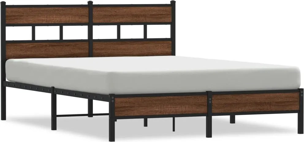 vidaXL Cadru pat fără saltea stejar maro, 160x200 cm, lemn prelucrat