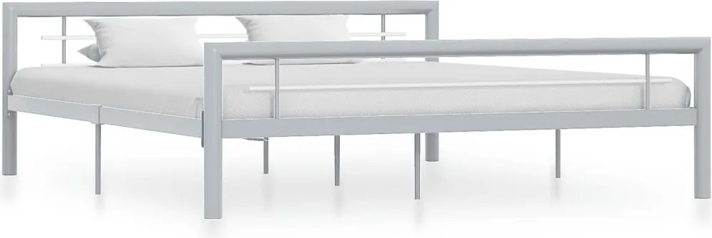 vidaXL Cadru de pat, gri și alb, 180 x 200 cm, metal