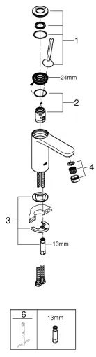 GROHE 23800000 - Baterie pentru lavoar GET, mărime M, crom lucios