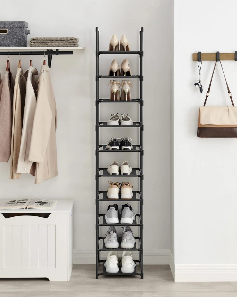 Suport pentru incaltaminte cu cadru metalic ORDEN 173x33 cm, negru