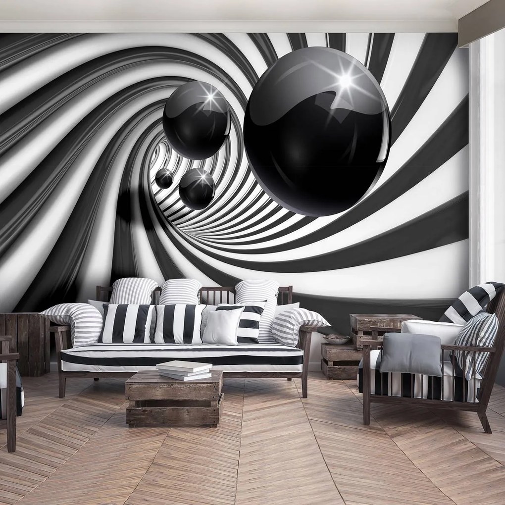 Fototapet - 3D tunel alb negru (152,5x104 cm)