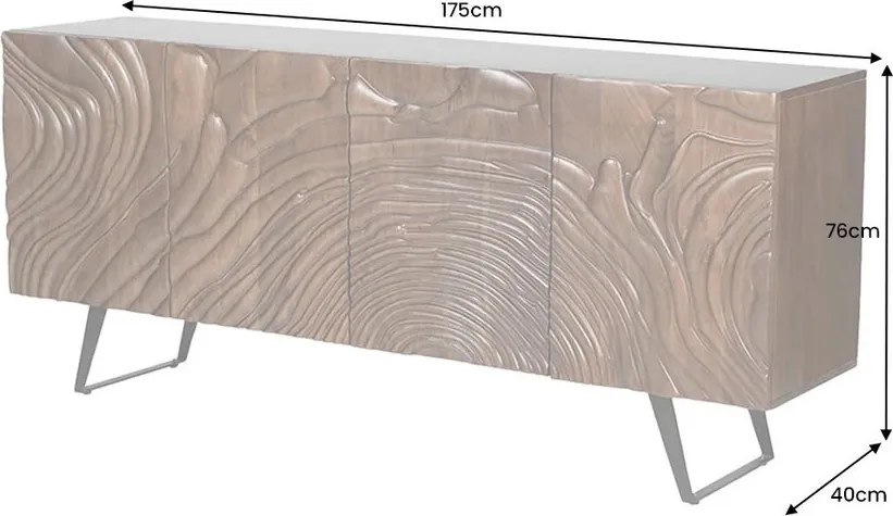 Comoda cu model 3D, Lemn Salcam, Maro, FLUID 175cm