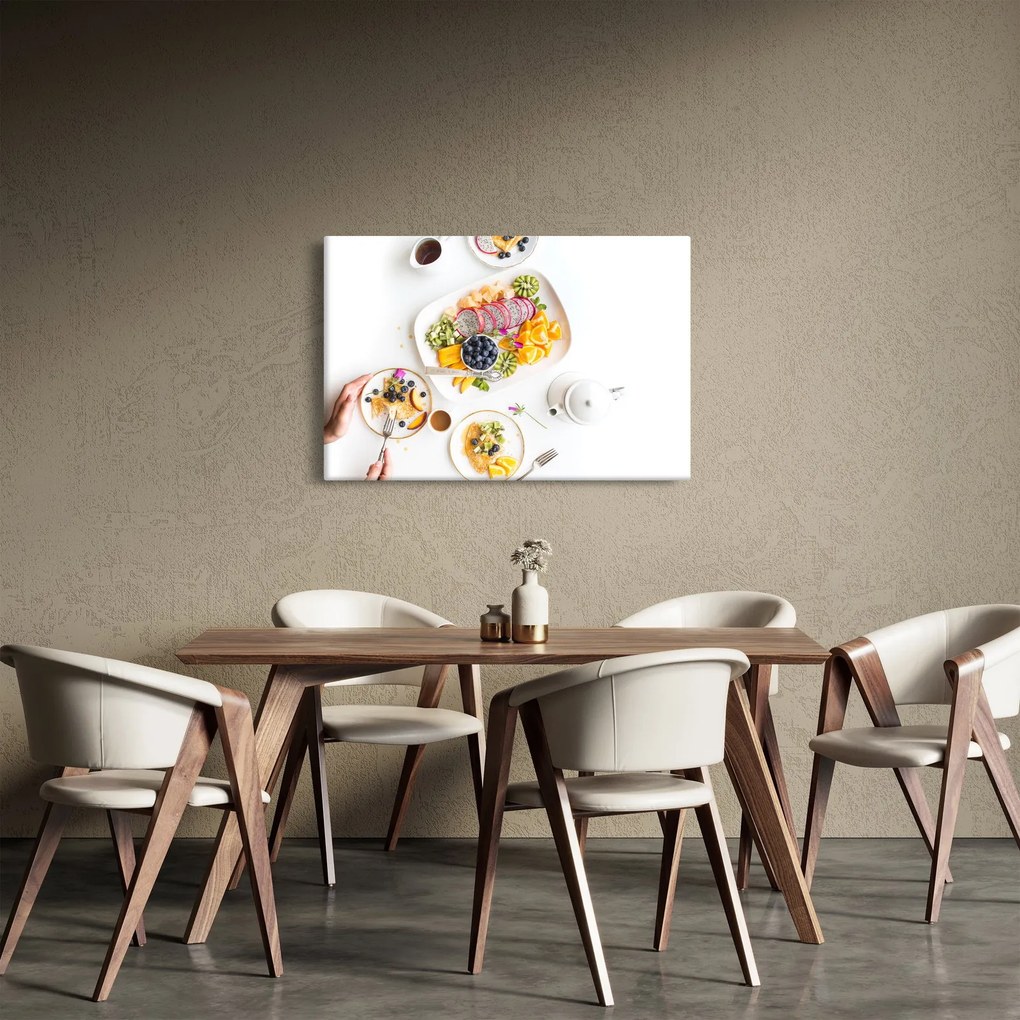 Tablou cu farfurie cu fructe pe masă (90x60 cm)