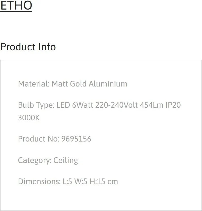Spot LED aplicat design modern ETHO auriu, NVL-9695156