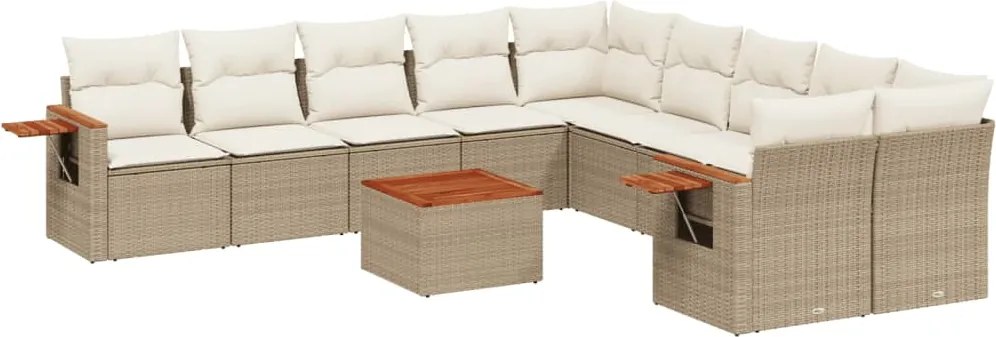 vidaXL Set canapele de grădină cu perne, 11 piese, bej, poliratan