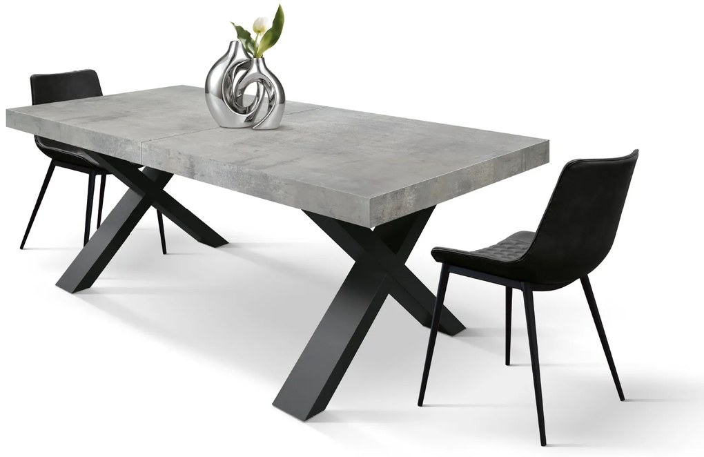 Masa Linda extensibila, blat PAL - BLAT GRI CIMENT, PICIOR GRI ANTRACIT - 180 cm / 90 cm / 77 cm