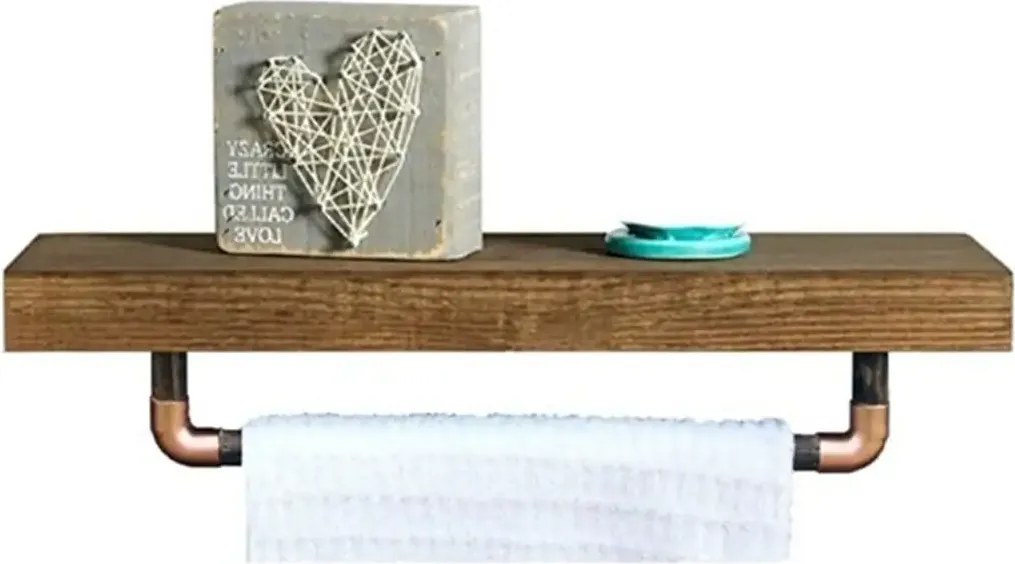 Suport prosop din lemn-metal Industrial Homs,seria wood 40x10 x 14 cm,700156