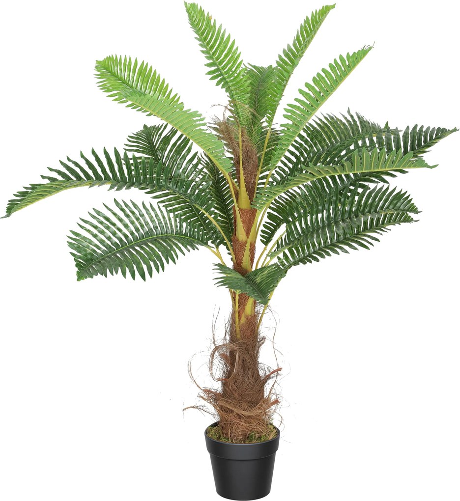 HOMCOM Palmier Artificial palmier 100 cm cu 21 frunze din PEVA, plantă decorativă cu ghiveci din plastic, verde | Aosom Romania