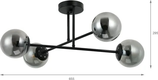 Brilagi - Lustru aplicat MALIVA 4xE14/15W/230V negru/fumuriu