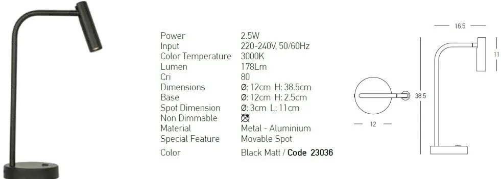 Veioza/Lampa LED moderna stil minimalist Tiny negru