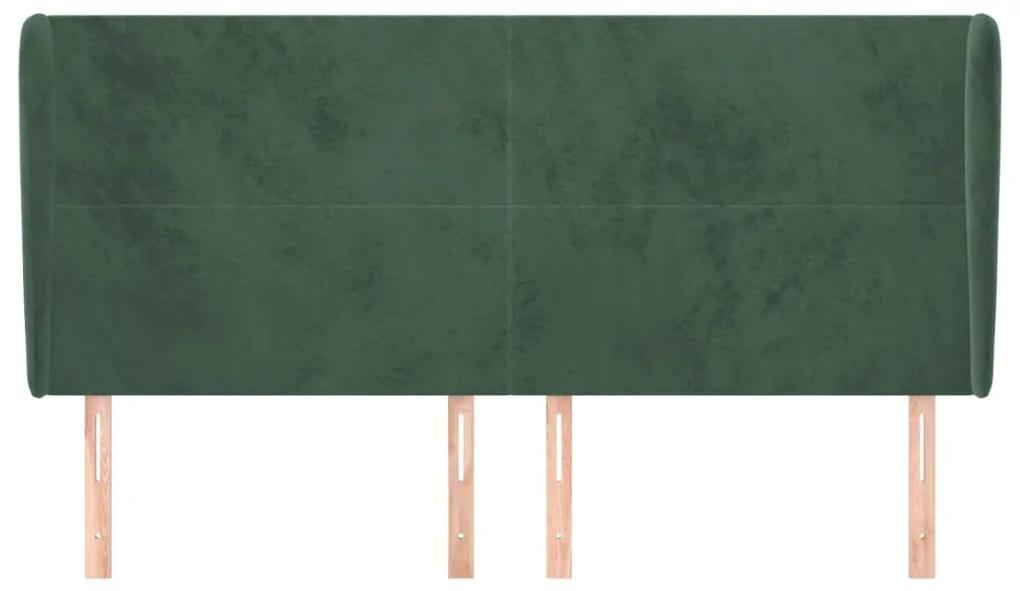 Tablie pat cu aripioare verde inchis 183x23x118 128 cm catifea 1, Verde inchis, 183 x 23 x 118 128 cm