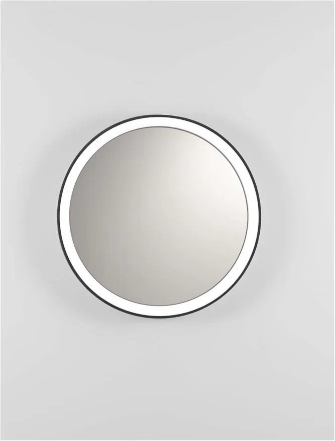 Oglinda cu iluminat LED design circular ONAR negru