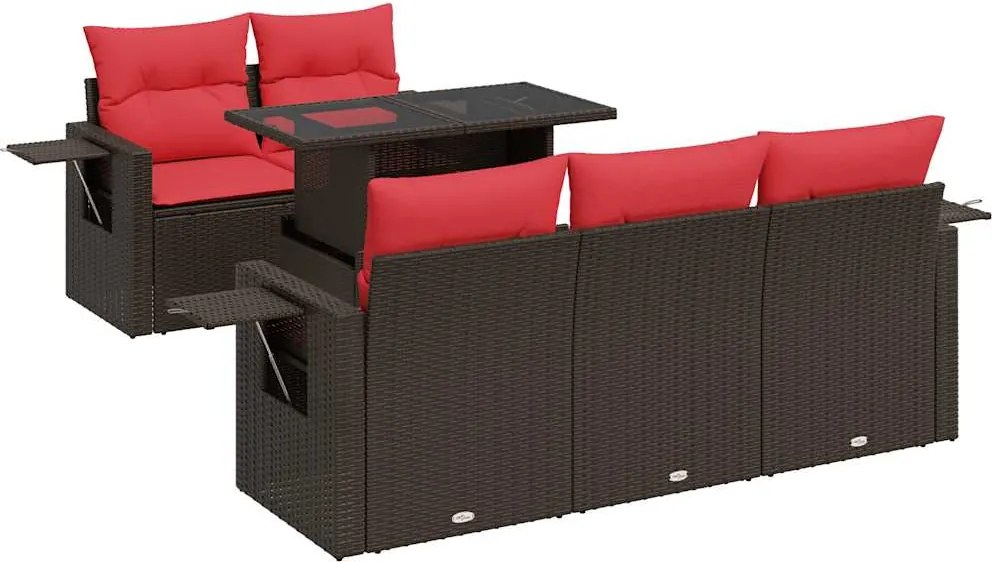 vidaXL Set mobilier grădină cu perne 6 piese maro poliratan/lemn acacia