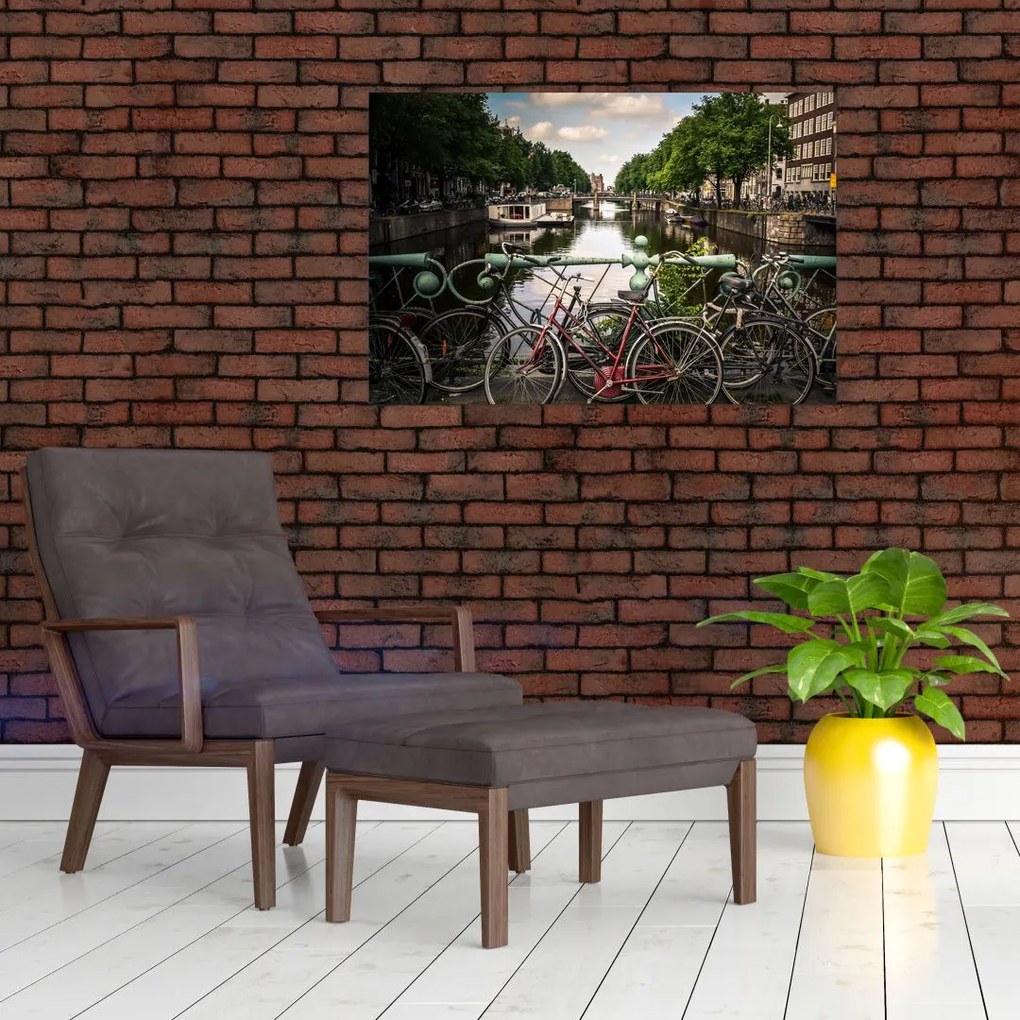 Tablou cu bicicleta în oraș (90x60 cm)