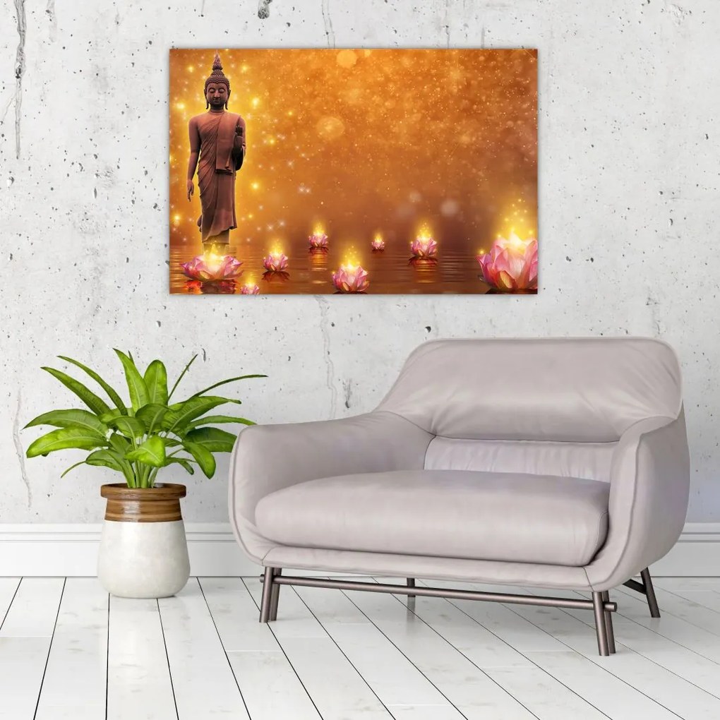 Tablou - Buddha în sclipici auriu (90x60 cm)