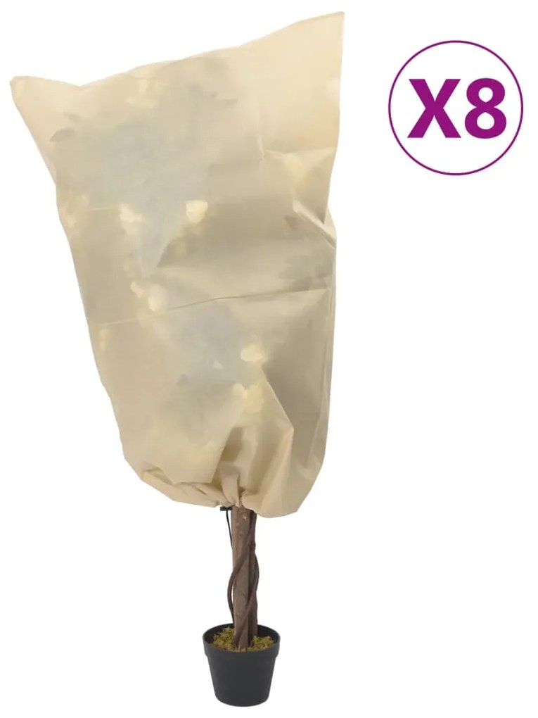 vidaXL Huse pentru plante din fleece cu șnur 8 buc. 70 g/m² 0,8x1,2 m