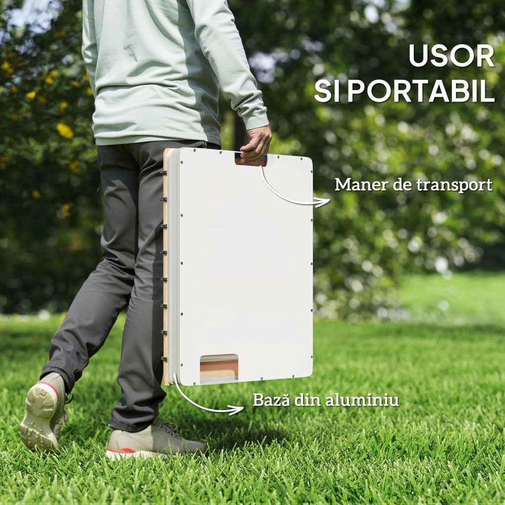 Outsunny Duș Portabil: aluminiu, 4m rezistent UV/apă, plajă/spa, 70x55 cm, Efect Lemn | Aosom Romania