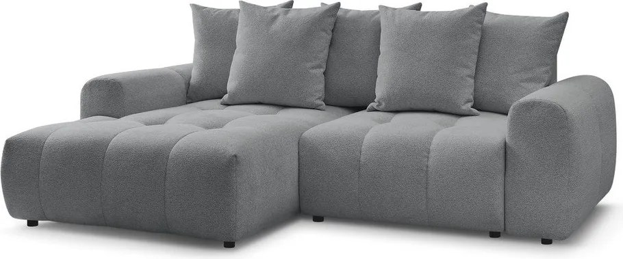 Colțar gri extensibil/cu spațiu de depozitare cu tapițerie din chenille (cu colț pe partea stângă/cu șezlong) Roxelane – Bobochic Paris