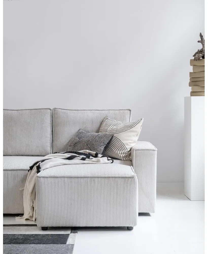 Colțar alb extensibil cu tapițerie din catifea reiată (cu colț variabil) Brave Dave – Miuform