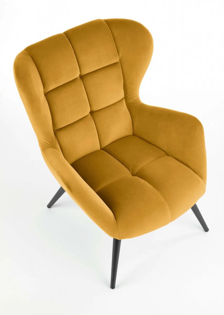 Fotoliu Tyrion velvet mustariu H91 cm