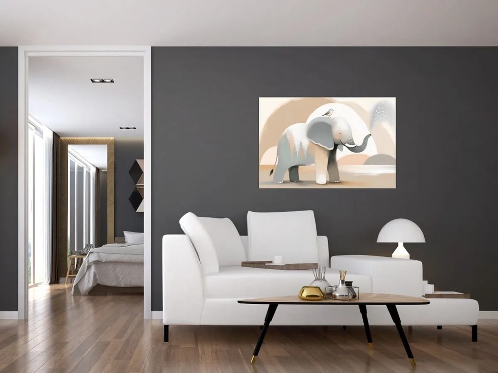 Tablou - Elefant în culori pastel (90x60 cm)