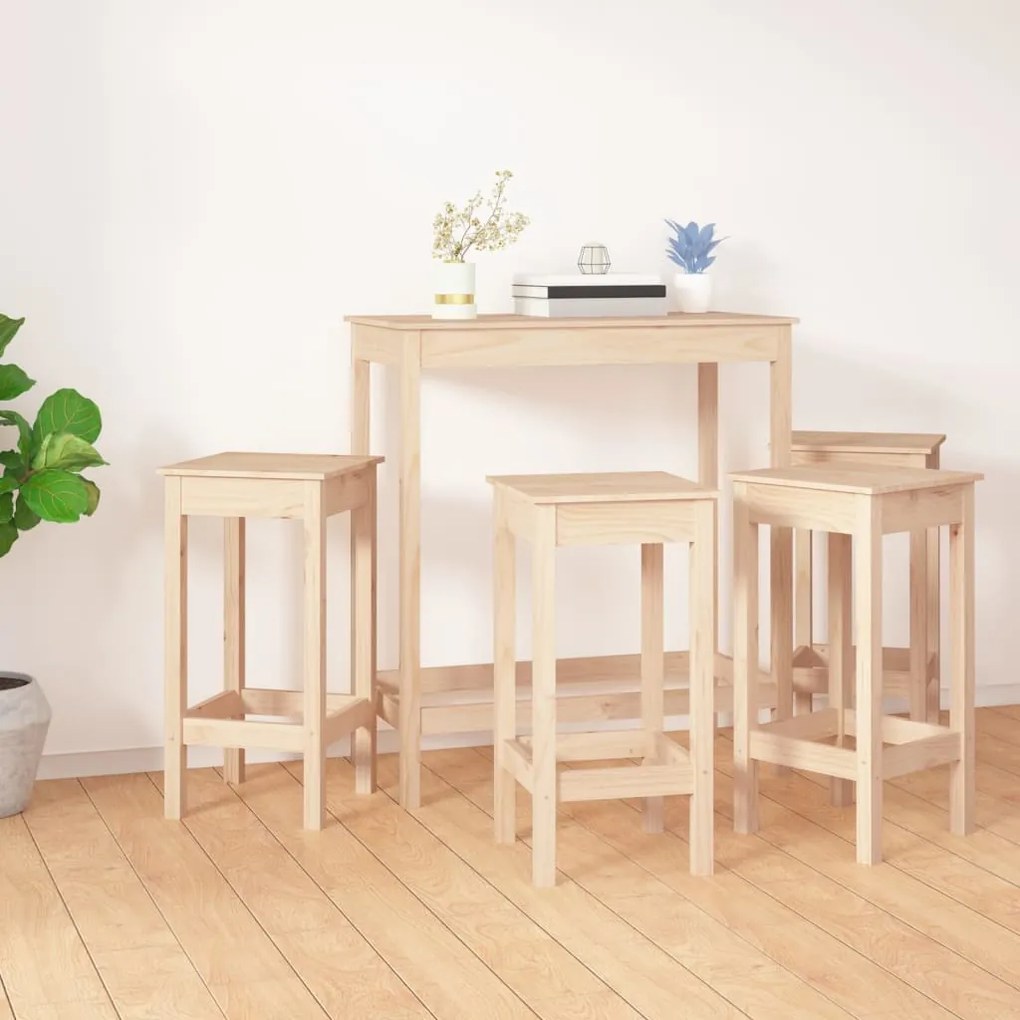 Set mobilier de bar, 5 piese, lemn masiv de pin