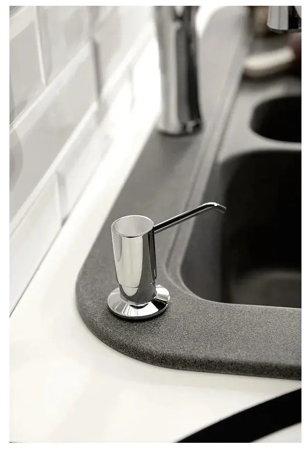 Dozator de săpun lichid argintiu lucios din plastic 350 ml – Sapho