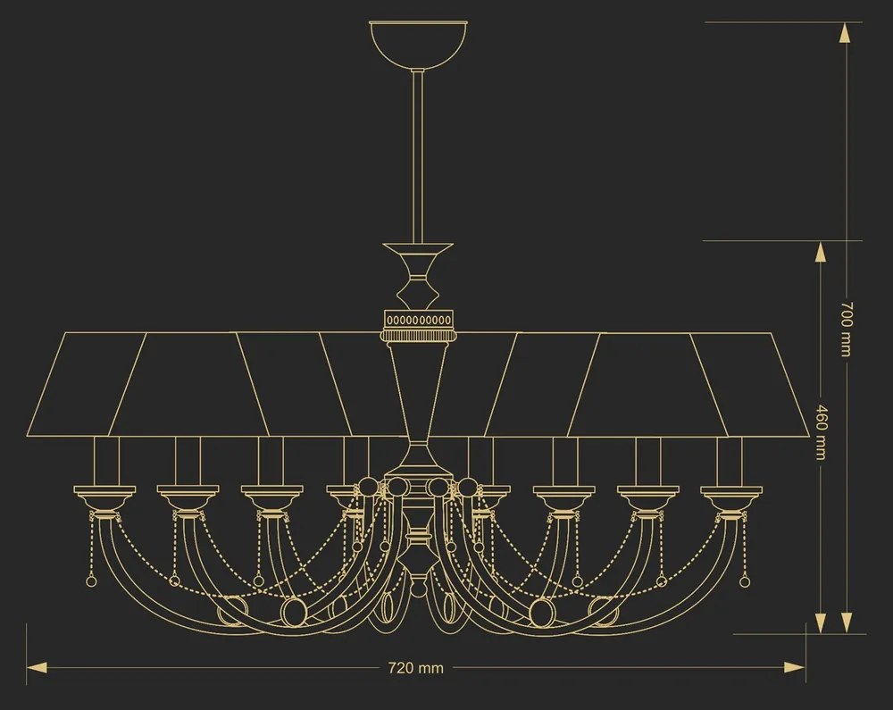 Candelabru 8 brate design clasic realizat manual Dorato