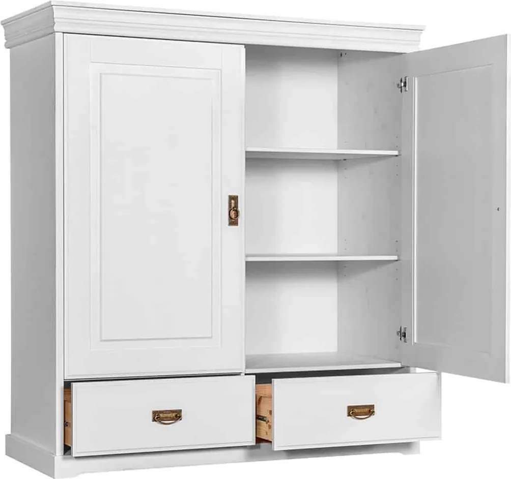 Dulăpior lemn masiv alb Florence, 130 × 50 × 142 cm