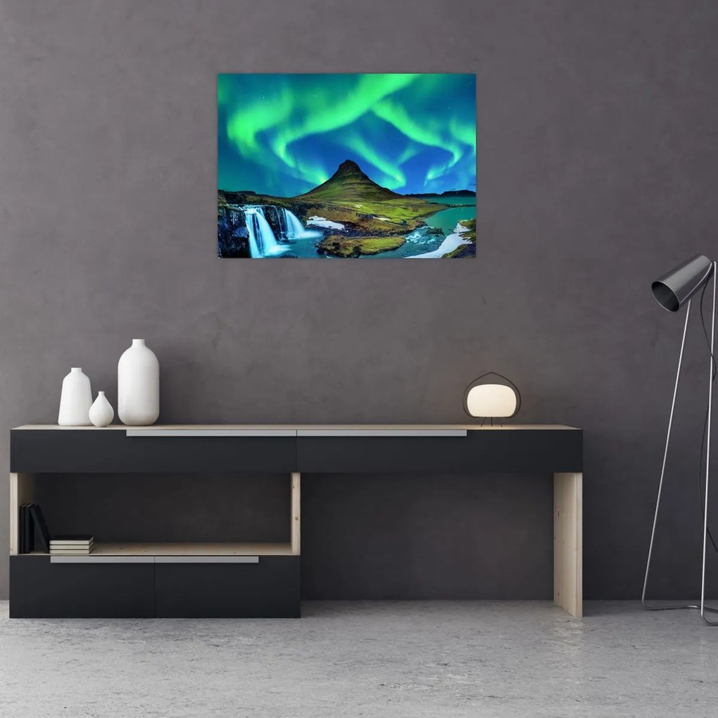 Tablou pe sticlă - Kirkjufell, Islanda (70x50 cm)