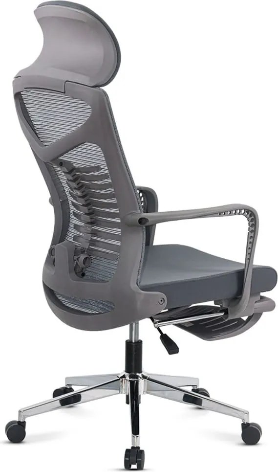 Scaun ergonomic SYYT 9502 gri, rabatabil cu suport de picioare