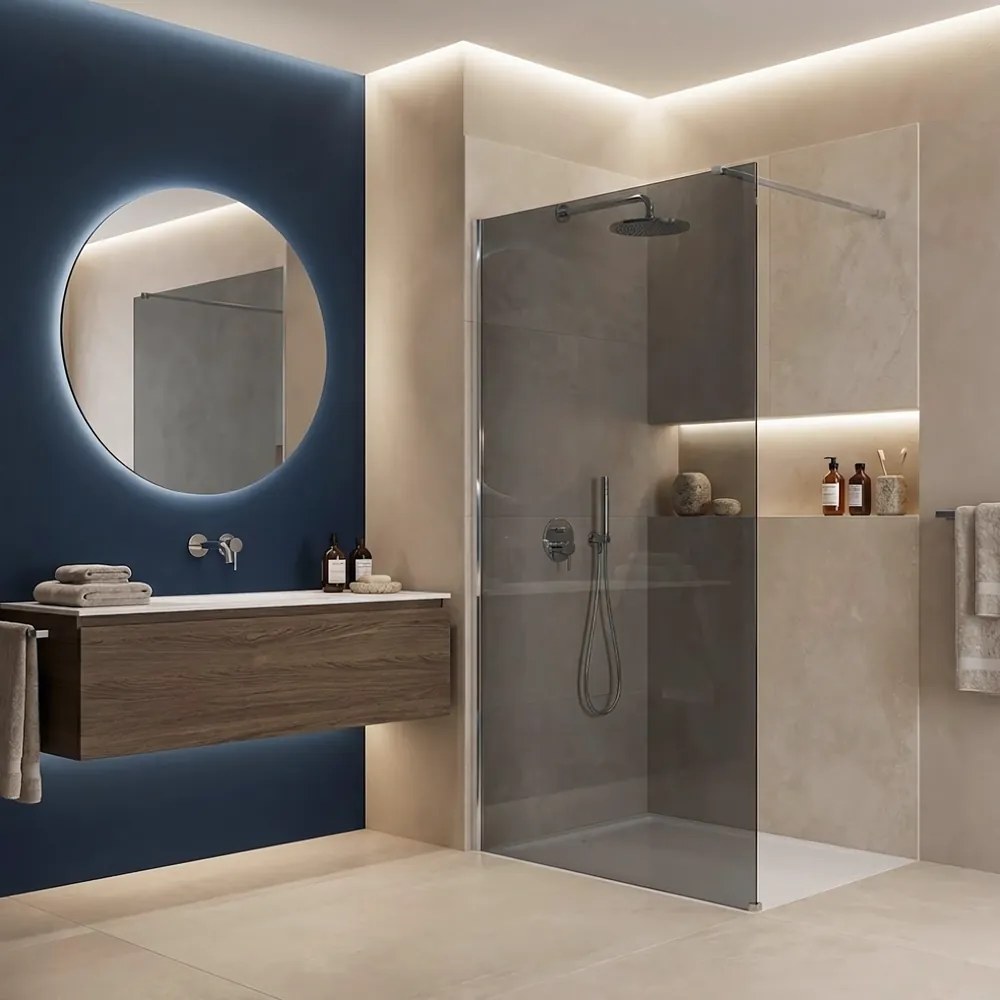 Paravan de dus fumuriu Rea Flexi Grey 100 cm crom