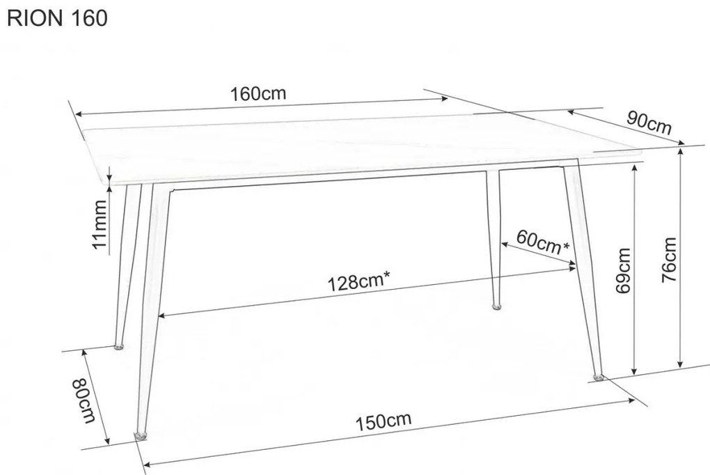 Masa Rion alb/negru L160xl90 cm