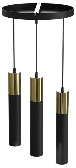 Lustră pe cablu CASSA 3xGU10/8W/230V neagră/aurie