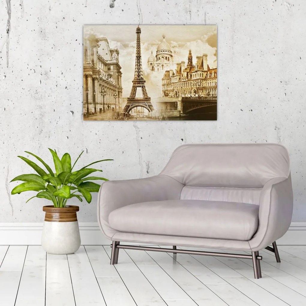 Tablou pe sticlă - Monumente din Paris (70x50 cm)